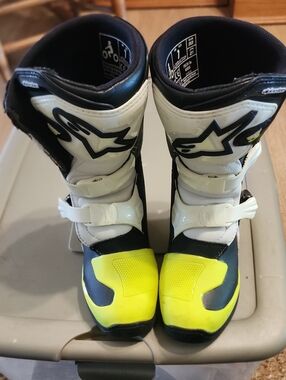Alpinestars Kids White, Black and Neon Yellow Motorcycle Boots